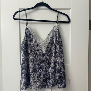 Socialite Blue and White Camisole with Lace Detail